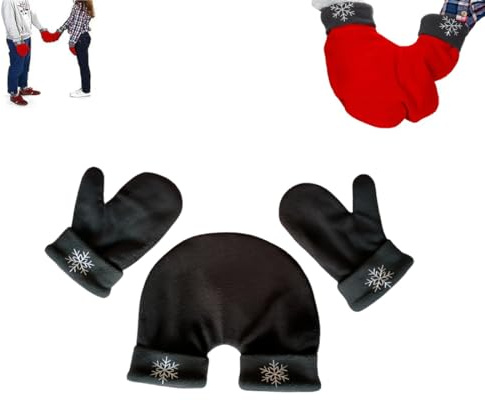 WiLLab Paar Handschuhe, Pärchen-Liebhaber Hand in Hand Fäustling, Paar Vollfingerhandschuhe, Outdoor-Skihandschuhe für Paare (B,One Size)