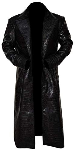 LP-FACON Matrix Trench Coat - Black Trench Coat Men - Mens Duster Coat Full Length - Matrix Morpheus Costume