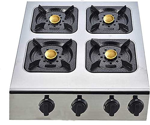 WolFum Commercial Hot Plate 4 Burners, LPG Restaurant Soup Equipment, Auto Ignition Outdoor BBQ Camping Stove