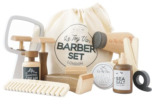 Le Toy Van Juego de peluquería y barbería, juguete para rol, 10 unidades, 3+ años, blanco, madera FSC