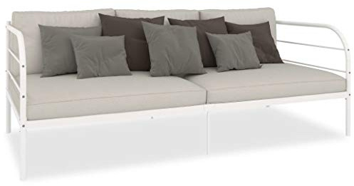 QZZCED Luxus-Betten Tagesbett Hotelbetten Schlafzimmer-Betten Tagesbett-Rahmen Weiß Metall 90×200 cm für Schlafzimmer, Hotels, Wohnungen