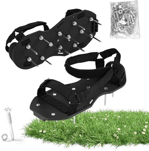 USYSGT Aerator Shoes for Lawn Spiked Shoes Garden Aerator Scarifier for Manual Lawn with Nails for Aerating the Lawn