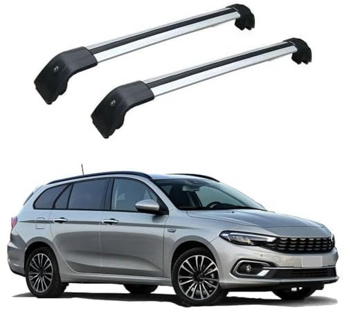 FURREN Car Roof Rack for Fiat Tipo 5 Door Estate 2016-2021, Anti-Rust Car Roof Rack Cross Bars Car Rooftop Storage Rack, Car Rooftop Box Bracket, Car Van Mounting Fitting,Silverblack