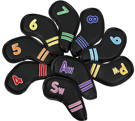 VANZACK 9pcs Golf Iron Covers Digital Club Head Sleeve Putter Covers for Golf Clubs Protect Your Equipment