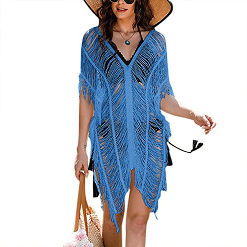 amangul Cache-maillot de bain pour femme - Robe à franges - Évidée - Châle - Vacances - Bikinis