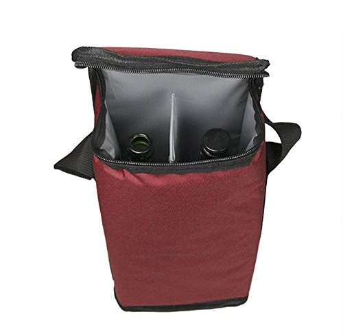 CAMEIRGOU Wine Cooler Bag, Insulated Wine Cooler Bag, Portable Wine Carrier with Handle, Leakproof Padded Wine Bottle Cooler Bag, Wine Tote Bag for 2 Wine Bottles, Wine Tote for Picnic, Camping