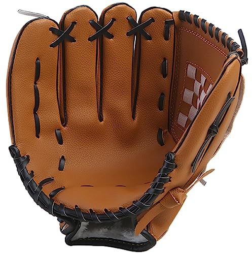 apott Gants de Baseball Marron 10,5 Pouces avec Cuir PU Gant de Softball pour Adulte et Jeune et débutant, Lancer à Gauche