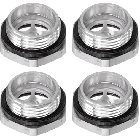 QUARKZMAN 4Pz Vetro Spia Olio Compressore Aria G3/4 Filettatura Maschio Indicatore Plastica Livello Vista Liquido Alluminio Testa Esagonale Finestra con O-Ring Raccordi, Argento