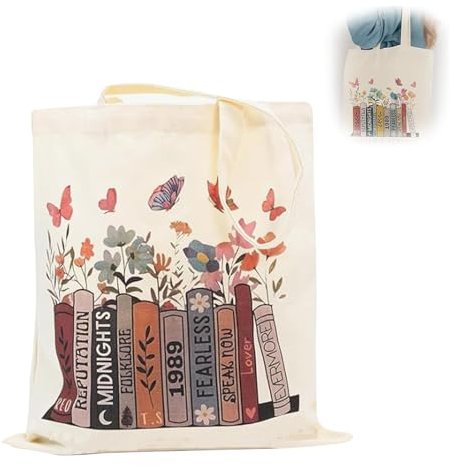 Borsa Di Stoffa Stampata, Album Ts Ispirata, Tote Bag Estetica, Borsa Tote Bag Donna, In Cotone, Regalo Per Amanti Della Musica, Beige