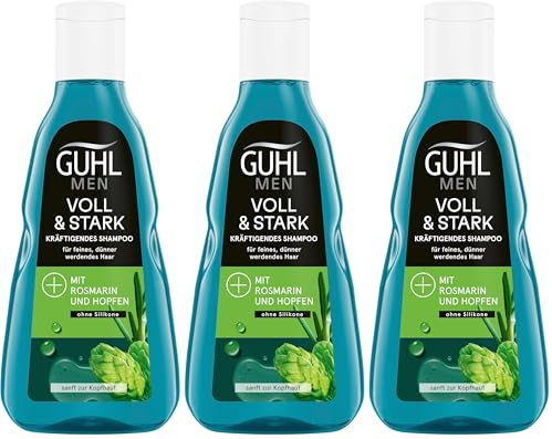 Guhl Men Voll & Stark Shampoo - Inhalt: 250 ml - Haartyp: dünn, fein, normal, blue (Packung mit 3)