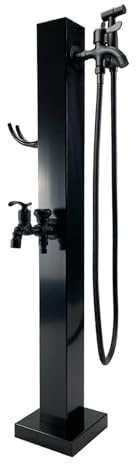 FUDUO-SHUNYI Garten-Wassersäule Schlauchständer aus Edelstahl, Frostschutz-Doppelwasserhahn Wasserspendersäule Bewässerungsstation,Wasserhahnsäulen zur Bodenmontage Hofhydrant Brunnenpfahl