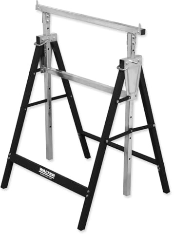 WALTER höhenverstellbarer Unterstellbock, 200 kg, 7-stufig, 80-130 cm | Tragkraft, einstellbar, Stabiler Auflagebalken, Rutschfeste Standfläche, Perfekt für Werkstatt und Heimwerker