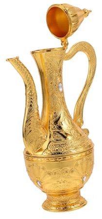 CHICAMPERA Vintage Wein Kessel Retro Weinkanne Für Stilvolle Wohnkultur Elegantes Design Langlebige Konstruktion Für Partys Und Besondere Anlässe Goldene Farbe