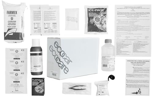 ecocar - Box Primo Soccorso - Set 17pz (Regolamento Allegato 2) - per B&B, Veicoli, Commerciali e Industriali, Azienda - a Norma - Made in Italy