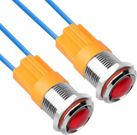 Linkstyle 12mm Druckschalter 12V, Wasserdicht 2Pin Selbstverriegelnd Ein/Aus, Metall Rastender Schalter Rund für Auto Boot LKW, 2 Stück