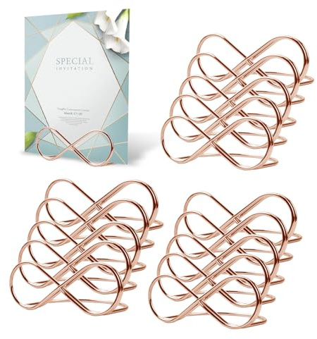 15 Stück Metall Hochzeit Tischkartenhalter, Party Sitzetiketten Tischkartenclips Kartenhalter, Nachrichtenclip Tischnummer Halter Ständer, Namenseinstellung für Hochzeit Party Geburtstag (Roségold)