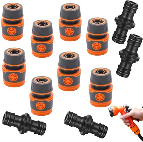 Conector de Manguera Rapido para Huerto Familiares, 12 Piezas Juego de Acoplamiento de Manguera, Conectores Manguera Jardin, Juego de Conectores de Manguera de 13 mm, Aplica a Jardín de Flores, Huerto