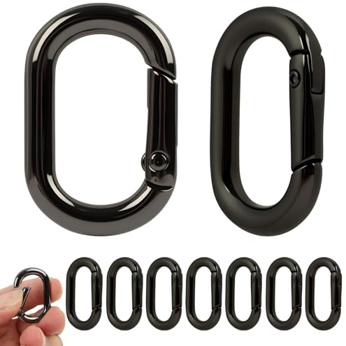 10 PCS Mousqueton Escalade,Mini Mousqueton Porte Clé Petit INOX Noir, Mousquetons Légers Et Robustes, Idéal comme Karabijnhaak Sleutelhanger pour Sac à Dos, Porte-Clés