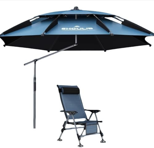 RTVGNSZSJL Parasol De Plage Portable 2m/2.2m/2.4m Parapluie De Pêche Inclinable Extérieur, Rotation À 360°, Parapluie De Plage Anti-Vent avec 8 Baleines(2.4m/8ft)