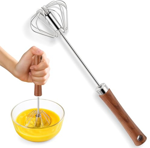 Euqvunn 12 Zoll Halbautomatischer Schneebesen, Schneebesen Edelstahl mit Aufhängegriff, Rührbesen zum Kochen, Schlagen und Aufschäumen