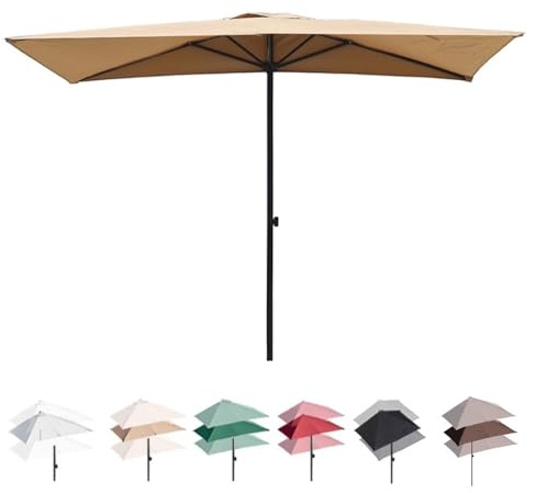 Ombrellone rettangolare da esterno a parete, 200/250/270 cm, regolabile, per balcone, terrazza, cortile, protezione UV, design salvaspazio