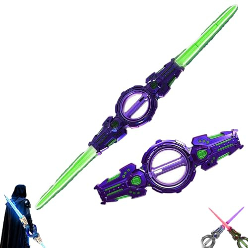 Spada luminosa per adulti e bambini, spade leggere telescopiche a doppia testa, espandibile, 7 colori, doppia testa, retrattile, per feste cosplay (viola sfumato, 1 pezzo)
