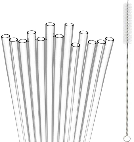 Plastikstrohhalme 100 Wiederverwendbare Strohhalme mit Bürste, Harte Party-Trinkhalme, 21mm x 6mm für Geburtstag,Hochzeit,Smoothies,Saft,Cocktail