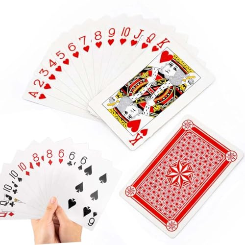OIUAVYR 1 Set, 54 Karten, Jumbo Pokerkarten, XXL Spielkarten, Riesige Poker Spielkarten, Gigantisches Kartenspiel, Wasserfeste Kunststoffspielkarten, Spaßgeschenk,17×12cm