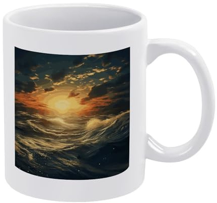 asbwuo Ocean After Storm Mug with Handle Tea Cup Personalized Novelty Coffee Mug Thickened Anti-Slip Ceramic Mugs Luxurious White Mugs 12 Oz for Men Women Office Work