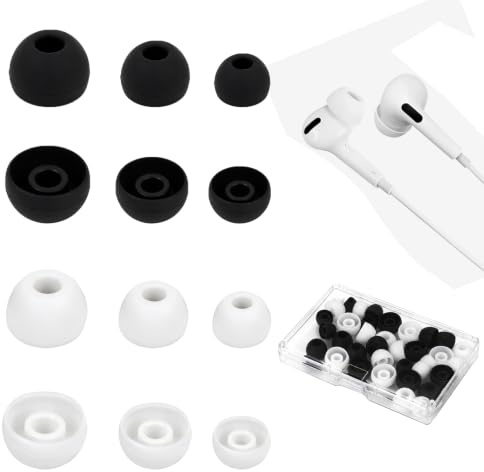 36 Pcs/ 18 Pairs Replacement Ear Tips, Replacement Earbud Tips | Earbuds Silicone Earphone Buds, Silicone Earplugs Tipss for In-Ear Headphones, Earphones(Black & White, S/M/L)