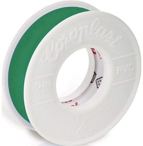 Coroplast Cinta aislante verde B.15mm L.10m resistente a los ácidos COROPLAST