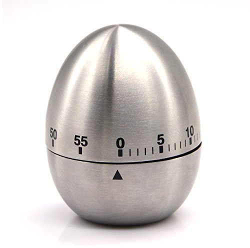 Mechanical Timer Count Up Countdown Timer Clock Stainless Steel Kitchen Timer Multi Function Egg Shape for Kitchen Cooking Baking Sports Office 360 Degree Rotating Loud Alarm in Silver