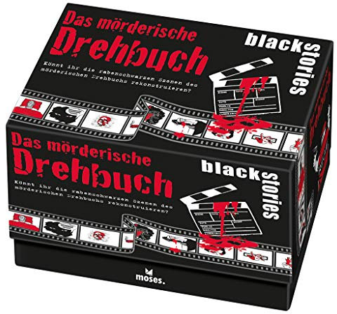 Moses. 90015 Black Stories Das mörderische Drehbuch 50 rabenschwarze Rätsel mit visuellen Extras Krimi Kartenspiel, Mehrfarbig