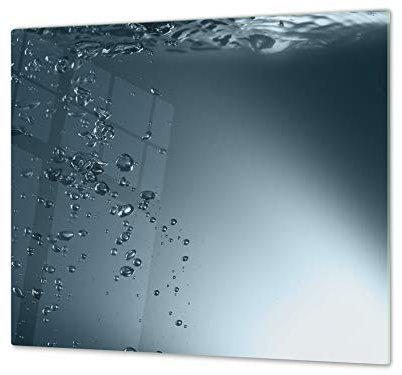 Planche de cuisine en VERRE trempé – Planche à découper en verre – Couvre-plaques de cuisson – UNE PIÈCE (60x52 cm) ou DEUX PIÈCES (30x52 cm chacune);D02 Série Eau: Eau 1