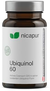 nicapur® Ubiquinol mit Kaneka Ubiquinol | Die besonders gut resorbierbare Form von Coenzym Q10 | Für deine Zellkraftwerke | Vorteilspackung mit 60 Kapseln