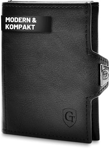 GenTo - Slim Wallet mit Münzfach & RFID NFC Schutz - Mini Geldbörse - dünnes schmales Kartenetui Geldklammer Kreditkartenetui Herren & Damen - inklusive Geschenkbox