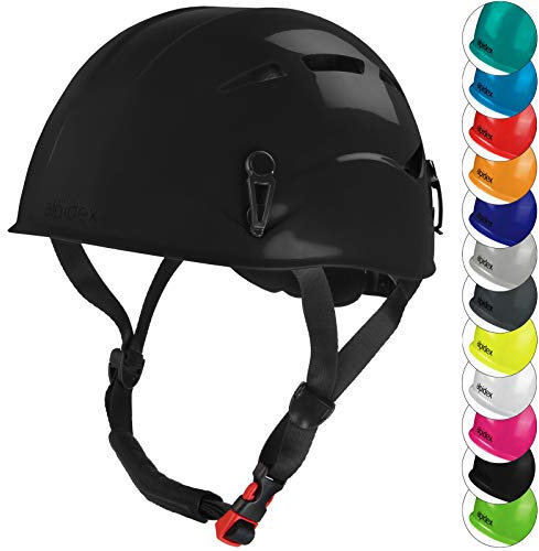 ALPIDEX Kletterhelm | Norm EN 12492 Kletterausrüstung Hartschalenhelm | Universal Passend | Robust | Klettersteighelm | Jugendliche | Erwachsene, Farbe:Black