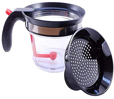 Gravy Fettabscheider mit Bodenablasssieb 1L Fettabscheider Becher Fettabschäumer zum Kochen