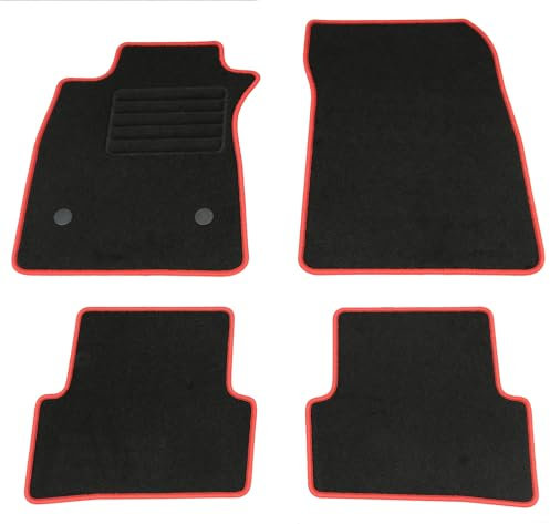 AD Tuning HG16090-ROT Fußmatten Set (4teilig) Schwarz Rot Autoteppiche Matten