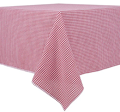 DESTALYA Landhaus Rechteckig Tischdecke | 162 x 168 cm Karierte Tischdecke 100% Baumwolle Picknick Tuch | Kareli Masa Ortusu Sofra Piknik (Rot 162 x 168 cm)