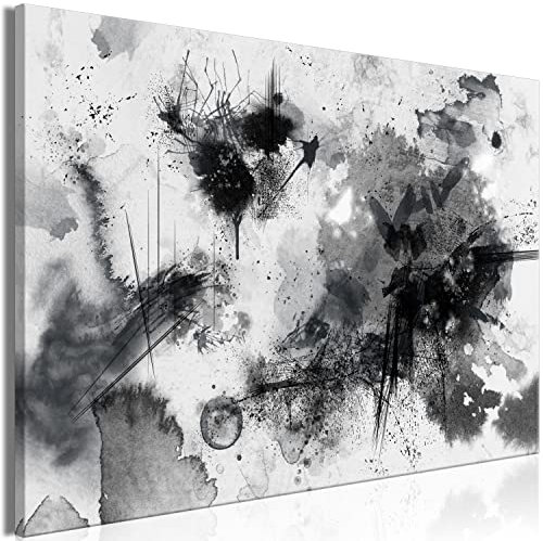 murando Cuadro Acústico Abstracto 120x80 cm espuma acústica absorbe el sonido aislamiento lienzo de 1 pieza Impresión Artística Decoración de Pared Manchas de color negro blanco a-A-10009-b-a