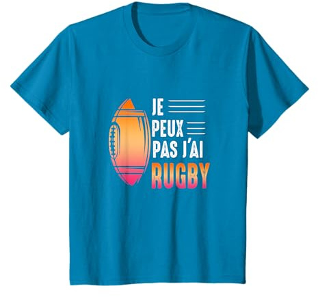Je peux pas J'ai Rugby T-Shirt Noir Unisex-Adulte S Coupe Classique Manche Courte Col Crew Uni 100% Coton Importé