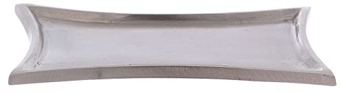 Holyart Piattino portacandele Rettangolare Lati curvi Ottone Argentato 11x7 cm