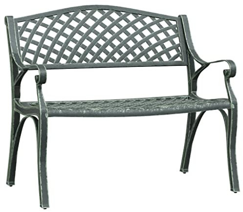 vidaXL Gartenbank Sitzbank Parkbank Gartenmöbel Bank Metallbank Terrassenbank Balkonbank Outdoor 102cm Aluminiumguss Grün Gusseisen
