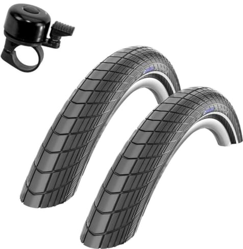 2 x Schwalbe Big Apple RaceGuard Fahrradreifen E-25 Fahrradmantel Decke mit Reflexstreifen 50-622 (28 x 2.00) inkl. Fahrradklingel