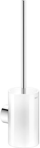 KEUCO Reva WC-Bürstengarnitur mit Kristallglas-Gehäuse und Toilettenbürste, Metall verchromt, Made in Germany, inkl. Schrauben und Dübel, Bürstenhalter mit Klobürste