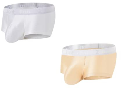 BIATWOWR Sexiga herrars retroshorts herrkalsonger underkläder utbuktning förbättrande påse is siden män kalsonger korta ben boxershorts M L XL XXL 3XL, 2-paket: flerfärgad 05, M