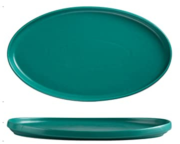 Green Solid Color Ceramic Household Large Oval Plate European-Style Steak Plate Pasta Plate Sushi Plate Roast Chicken Plate Vegetable Plate Fish Plate