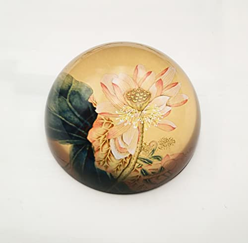 Handgemachte Kristallglas Lotus Halbkugel Briefbeschwerer Halbkugel Glas Ornamente Home Office SuppliesTischdekoration Geschenke