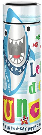 KAAVIYO Hai Mittagessen Fisch Cartoon Süß Wasserflasche Wasserkanne Edelstahl Isolierte Isolierflasche Auslaufsicher